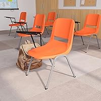 Vista 10 de EMMA + OLIVER Silla ergonómica blanca con tableta abatible para diestros, escritorio con brazo para tableta