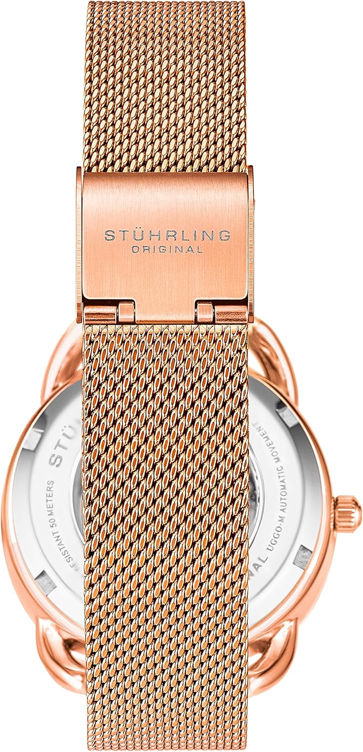 Miniatura 2 de Stuhrling - Reloj de vestir automático para mujer con bisel con tachuelas de cristal mecanismo mecánico de cuerda automática