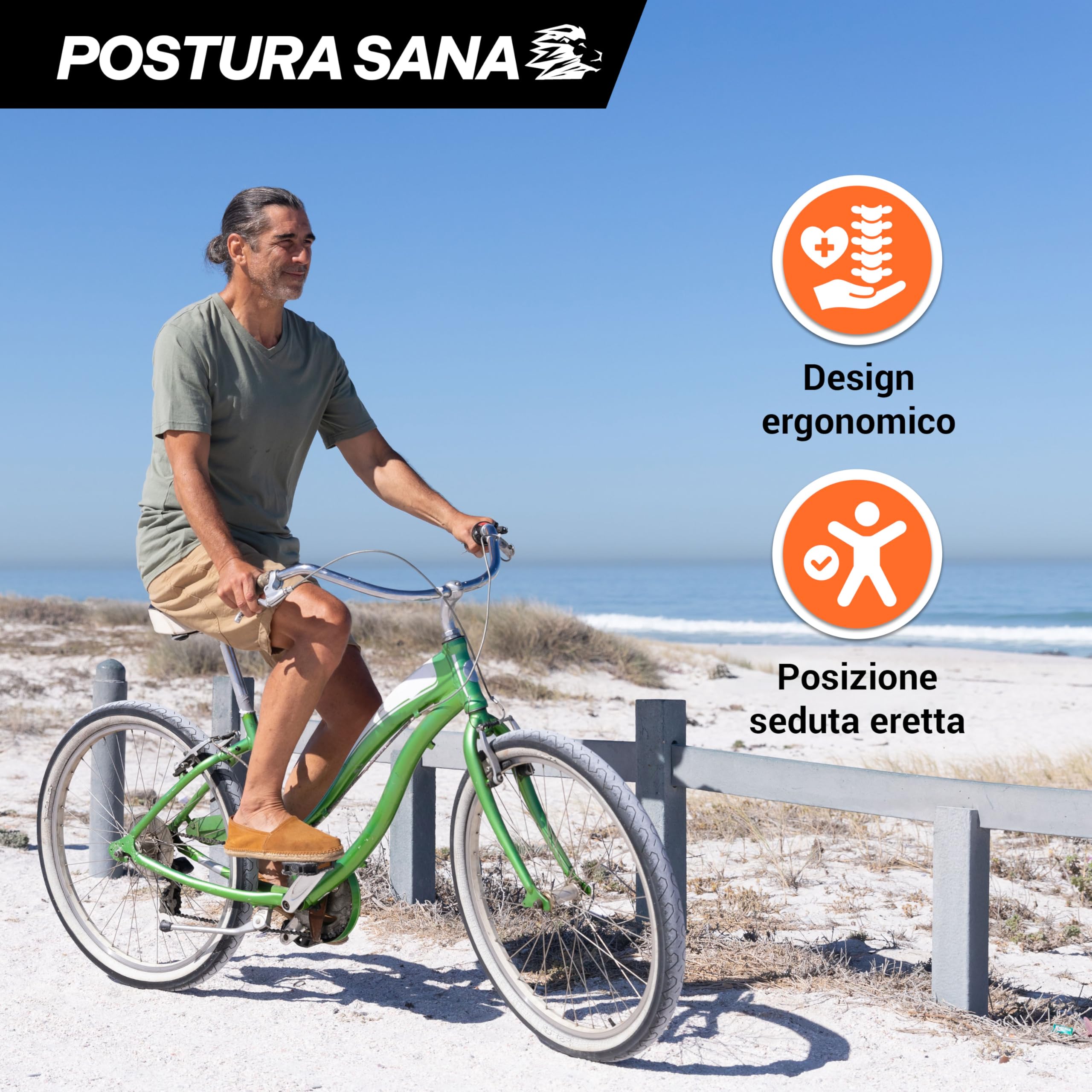 City Bike Manubrio ergonomico per bicicletta da donna e da uomo, in alluminio argentato, retrò, manubrio da città, olandese, bici da uomo, cruiser, colore argento