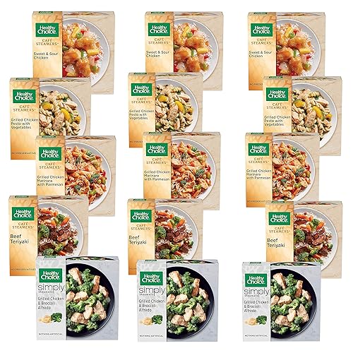 Healthy Choice Paquete variado de comida congelada, 15 unidades, 3 teriyaki de carne (9.5 onzas), 3 pollo y brócoli (9.15 onzas), 3 marinara de