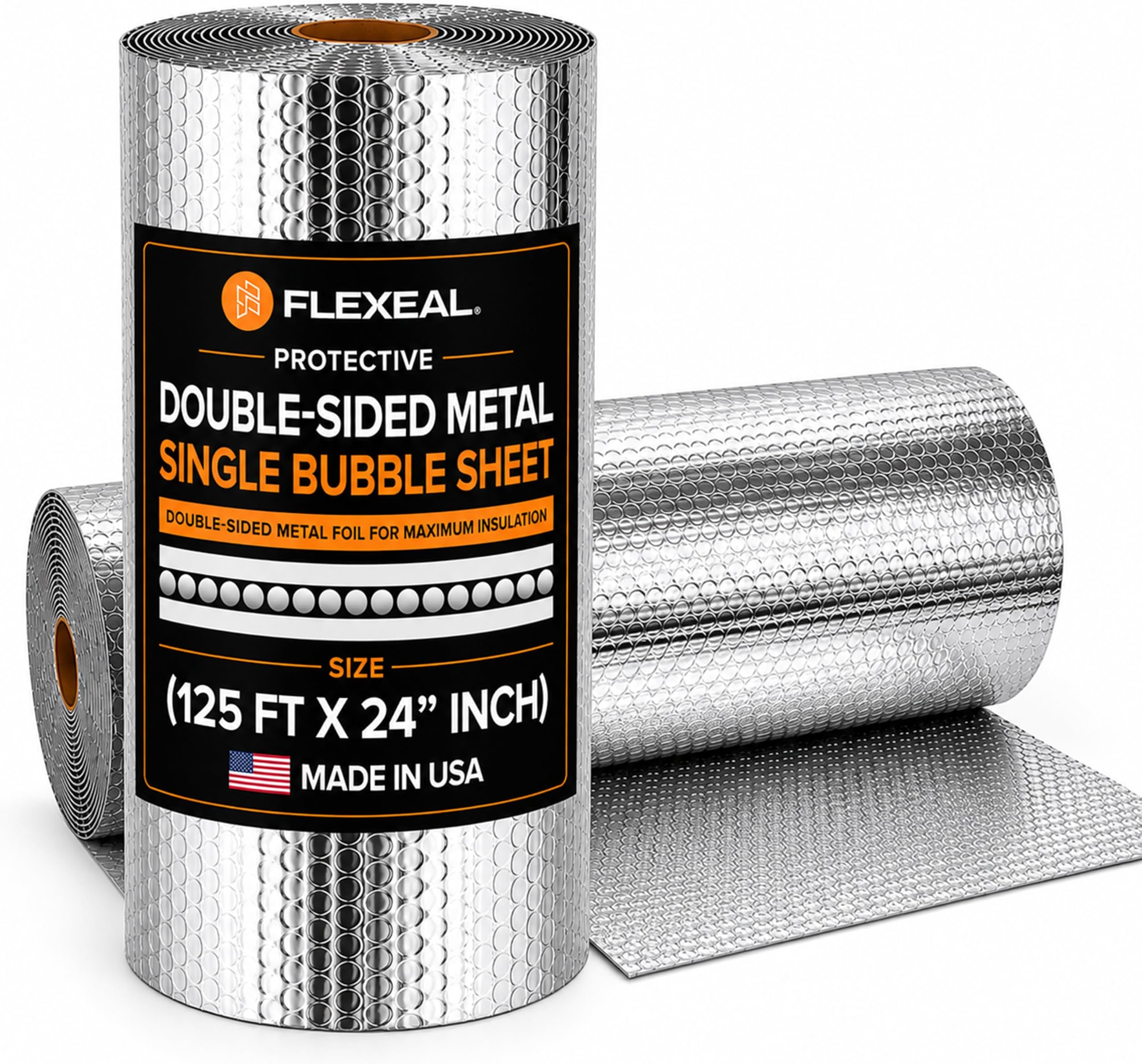 Double Bubble Foil Insulation Roll 24" x 125' Radiant Barrier | Reflective radiant barrier for attics, roofs, walls, garages & HVAC. Aluminum foil blocks radiant heat;.