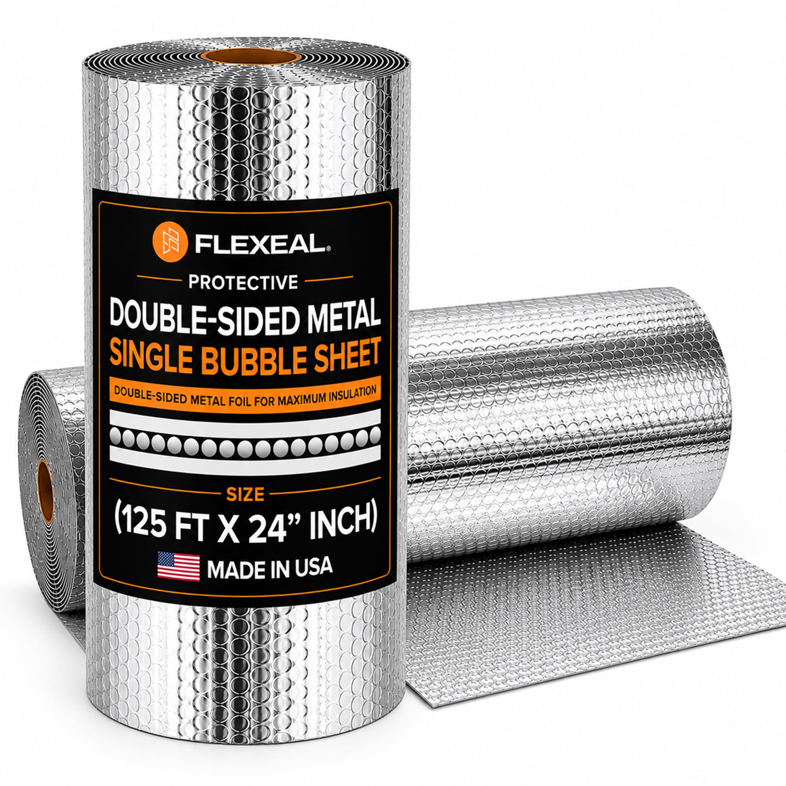 Double Bubble Foil Insulation Roll 24" x 125' Radiant Barrier | Reflective radiant barrier for attics, roofs, walls, garages & HVAC. Aluminum foil blocks radiant heat;.