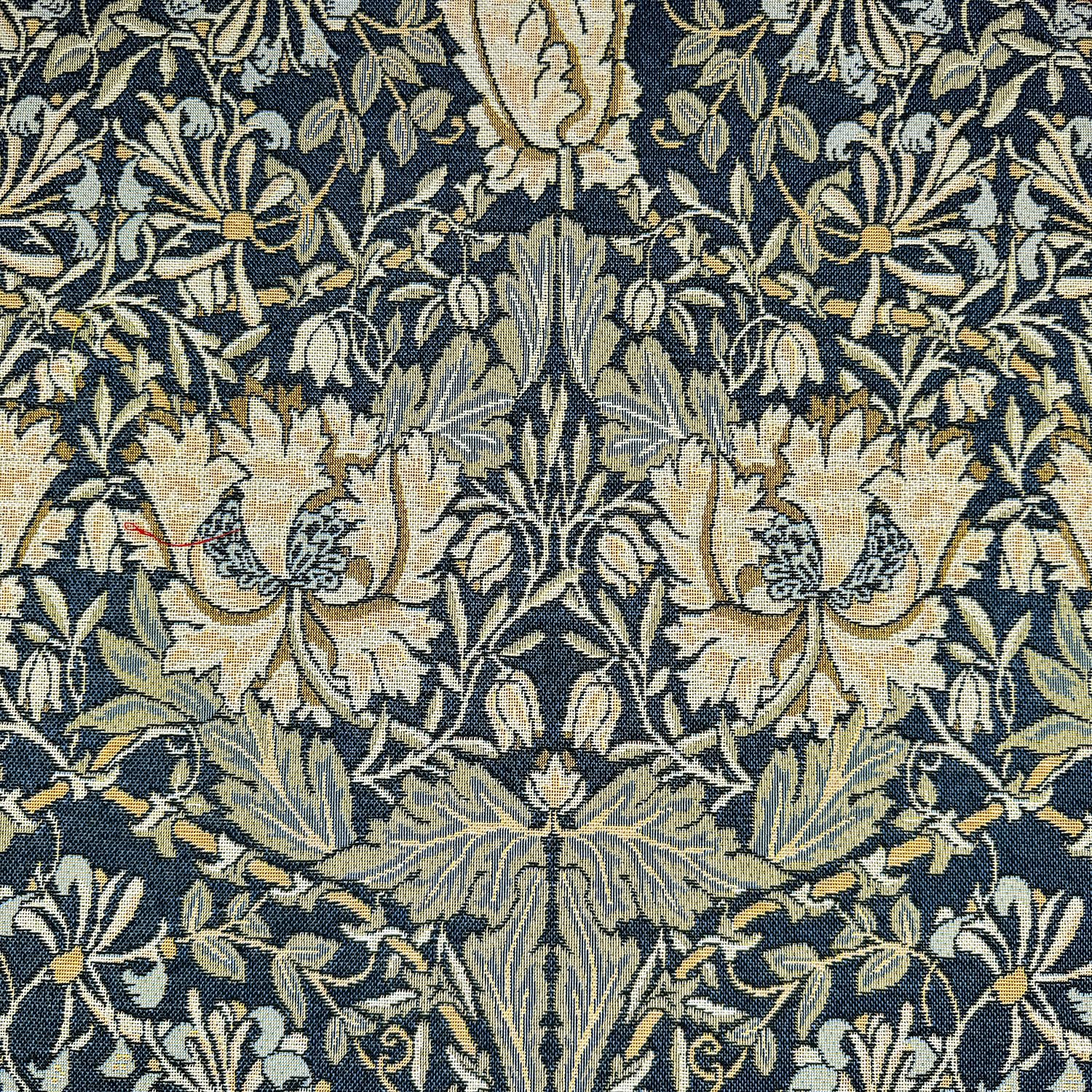 Tapestry Fabric William Morris - Honeysuckle on Navy Floral Upholstery Fabric Material