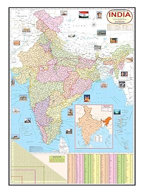 India Political Map | Laminated Both Side | Size - 70x100 cm (Large ...