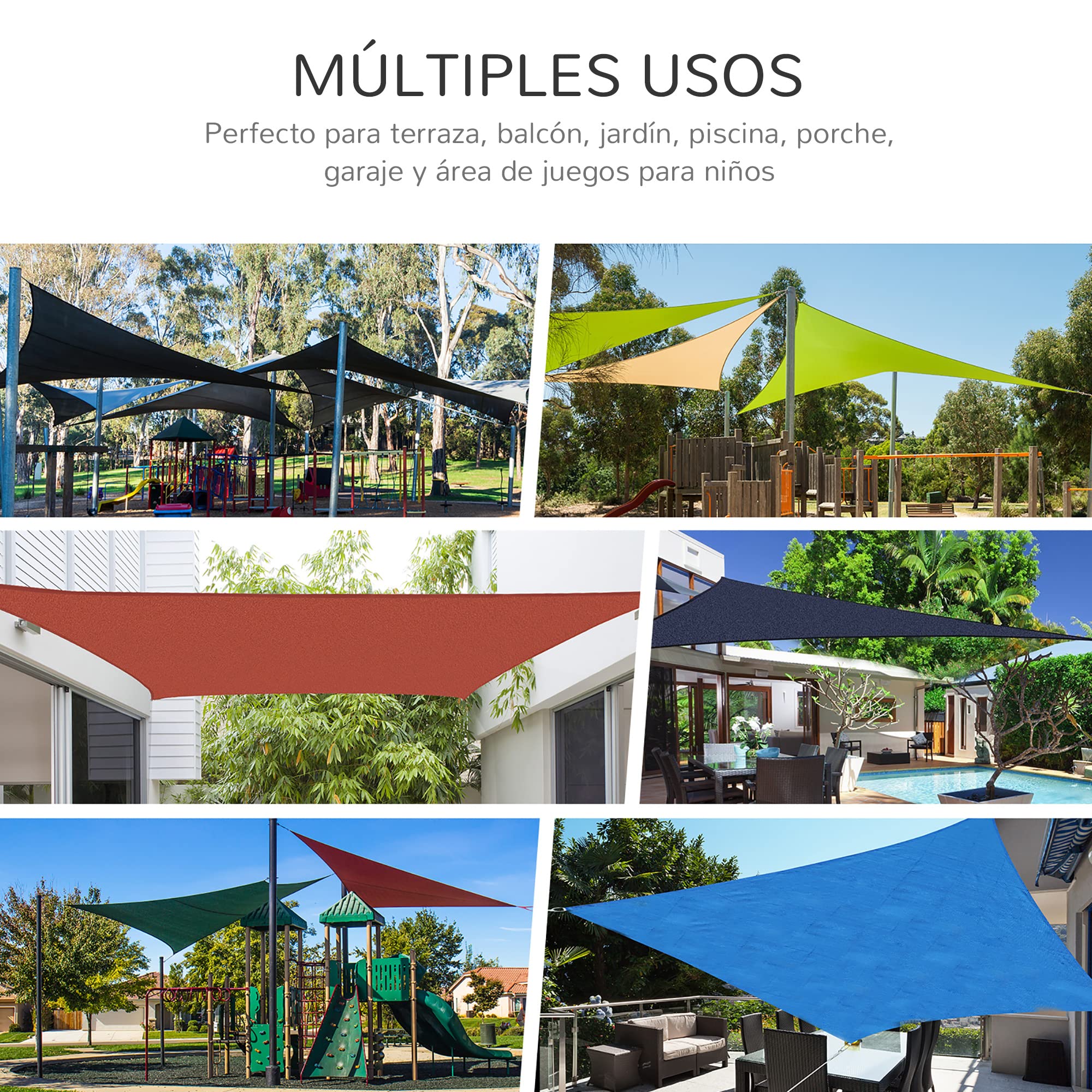 Outsunny Toldo Vela Rectangular 3x4m Resistente al Agua Protección UV Crema | Vela de Sombra, para Terraza Jardín Camping, Poliéster