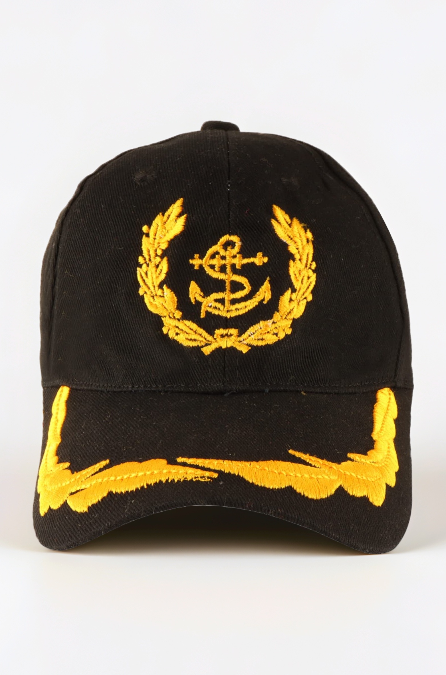 Cotton Cap | Adjustable Caps | Uniform Accessory | Free Size Unisex Hat | Baseball Hats | Durable & Lightweight Comfortable Cap | Hat with Gold Embroidery | Merchant Navy Logo | 1