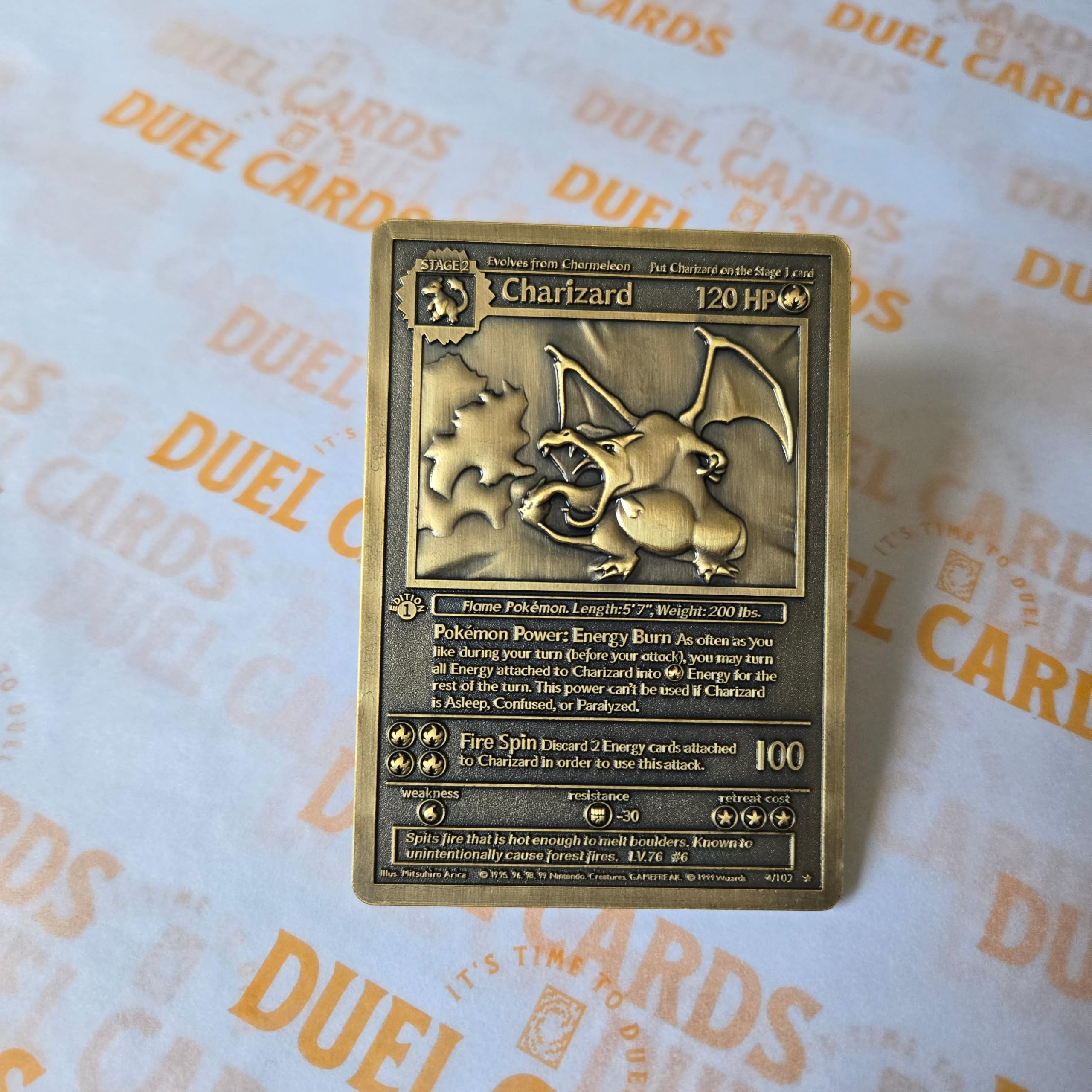 Pokemon Charizard BaseSet 1st Edition Metal Collector Card