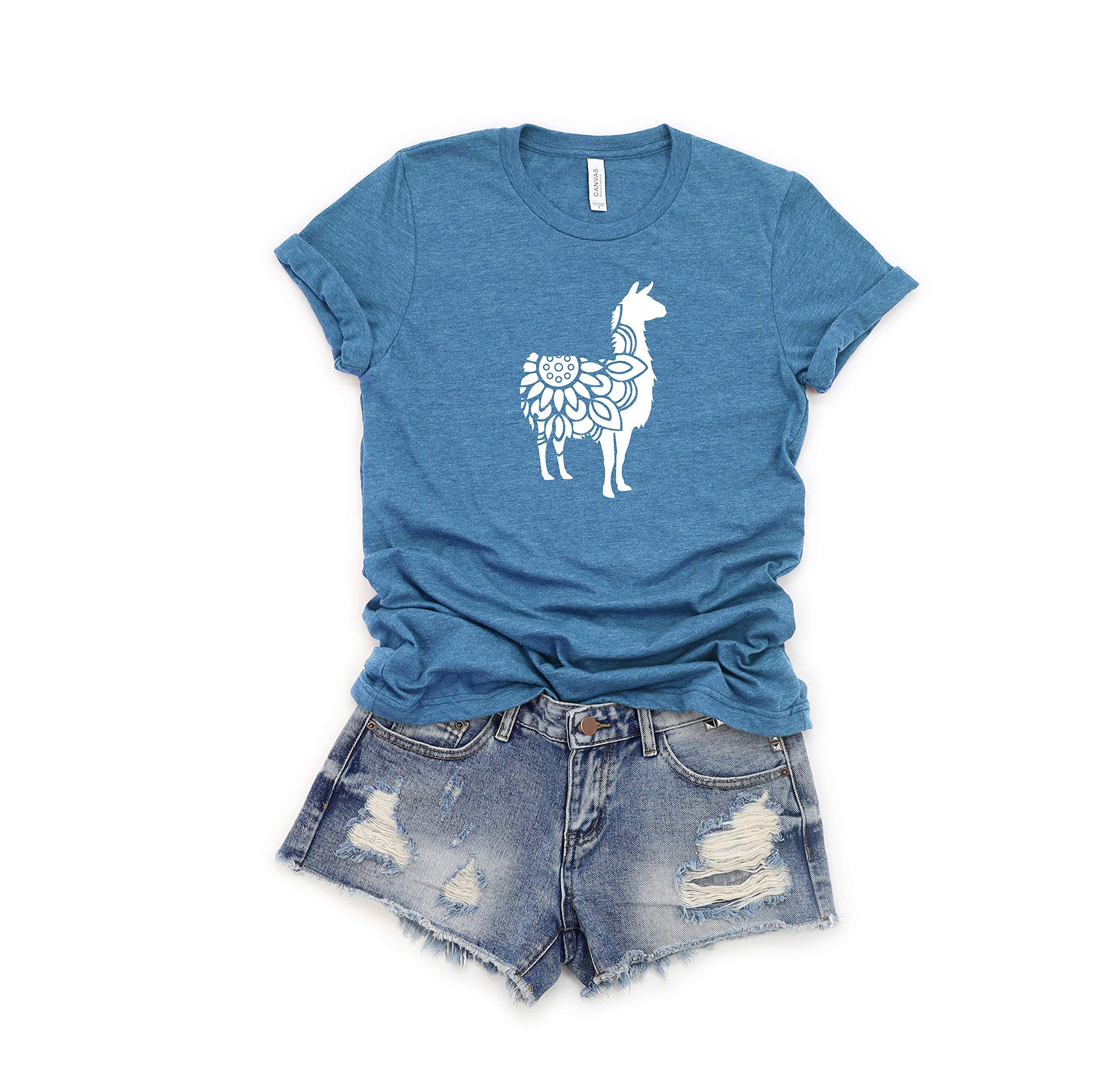 GenericLlama Shirt, Cute Llama Shirt, Floral Llama Tees, Llama with Flower, Gift for Her, Women Tees