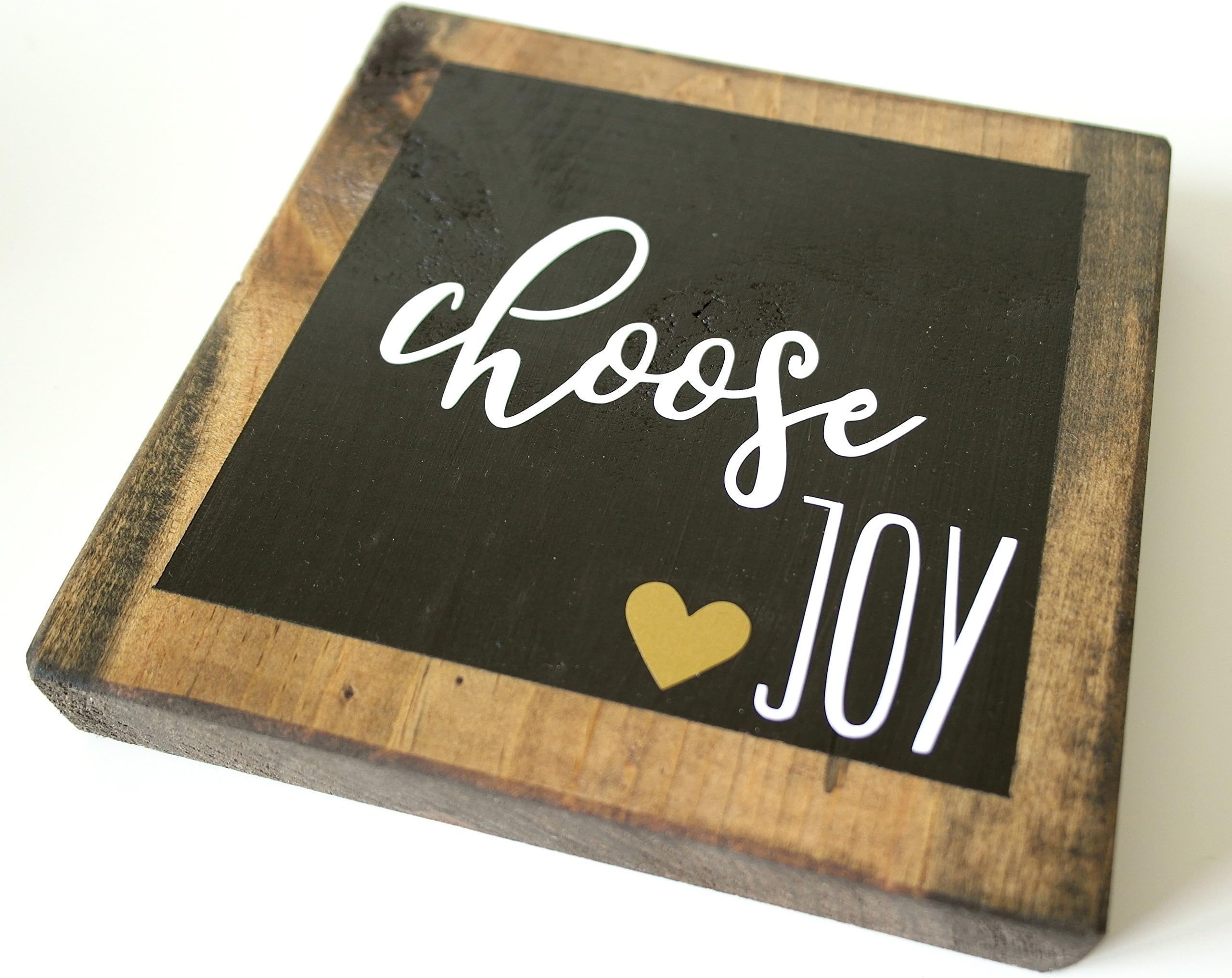 Choose JOY Wood Sign - Inspirational Home, Office or Nursery Decor - MINIATURE (5.5" X 5.5")