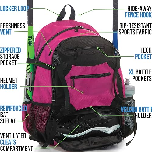 Miniatura 2 de Athletico Advantage Bolsa de béisbol  Mochila de béisbol con soporte externo para casco para béisbol, T-Ball y Softbol Equipo y equipo para jóvenes