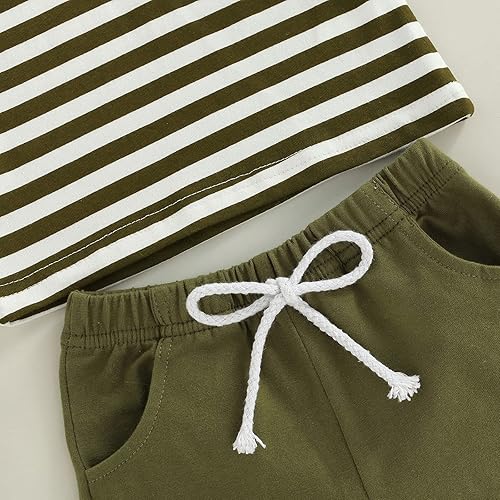 Miniatura 6 de Conjunto de ropa de verano para bebés y niños pequeños con estampado a rayas chaleco sin mangas pantalones cortos con cordón
