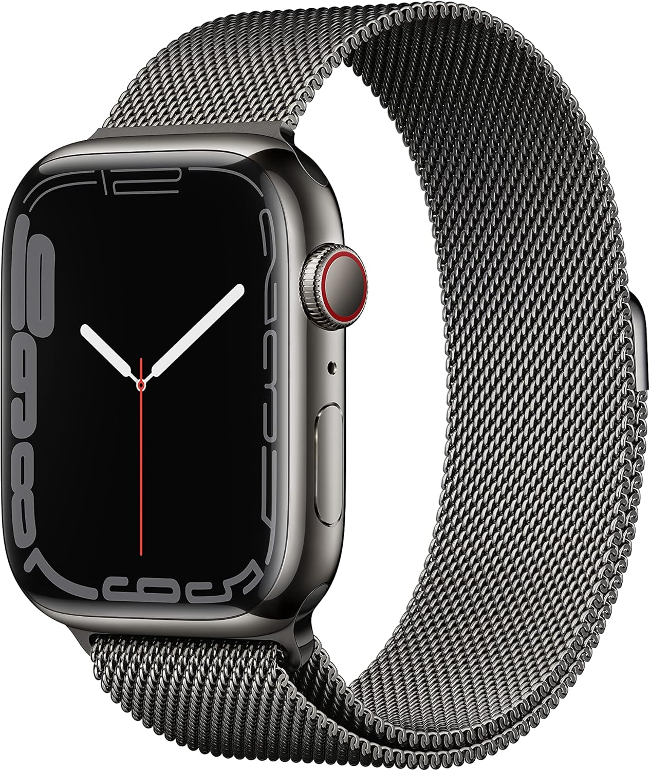 Apple Watch Series 7 GPS + Cellular, 45mm Graphite Stainless Steel Case with Graphite Milanese Loop (Renewed)