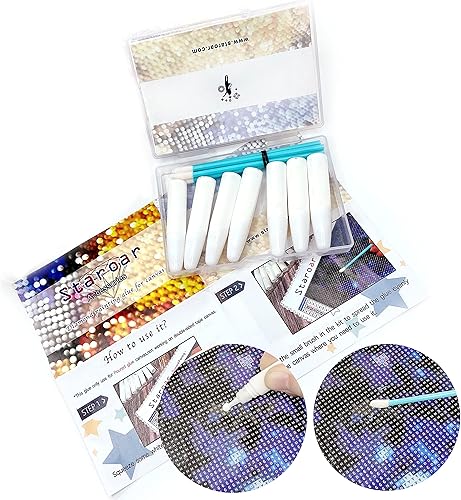 Staroar Herramientas de pintura de diamantes, 7 unidades de pegamento para lienzo de pintura de diamantes con pinceles