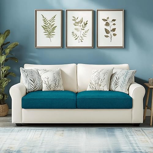 Vista 385 de CHUN YI - Funda elástica de cojín para sofá biplaza, funda de asiento de sofá con tela jacquard de elastano (mediana, color verde azulado) Verde