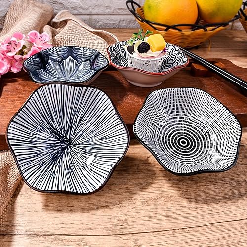 Miniatura 3 de Juego de 4 platos de salsa de soja negra, tazas de cerámica para sushi, platos fríos (B)