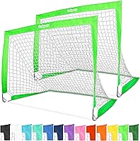 GoSports 4x3 ft Portable Pop-Up Soccer Goals for Kids - Set of 2 Team Tone Colors, Backyard Training Nets