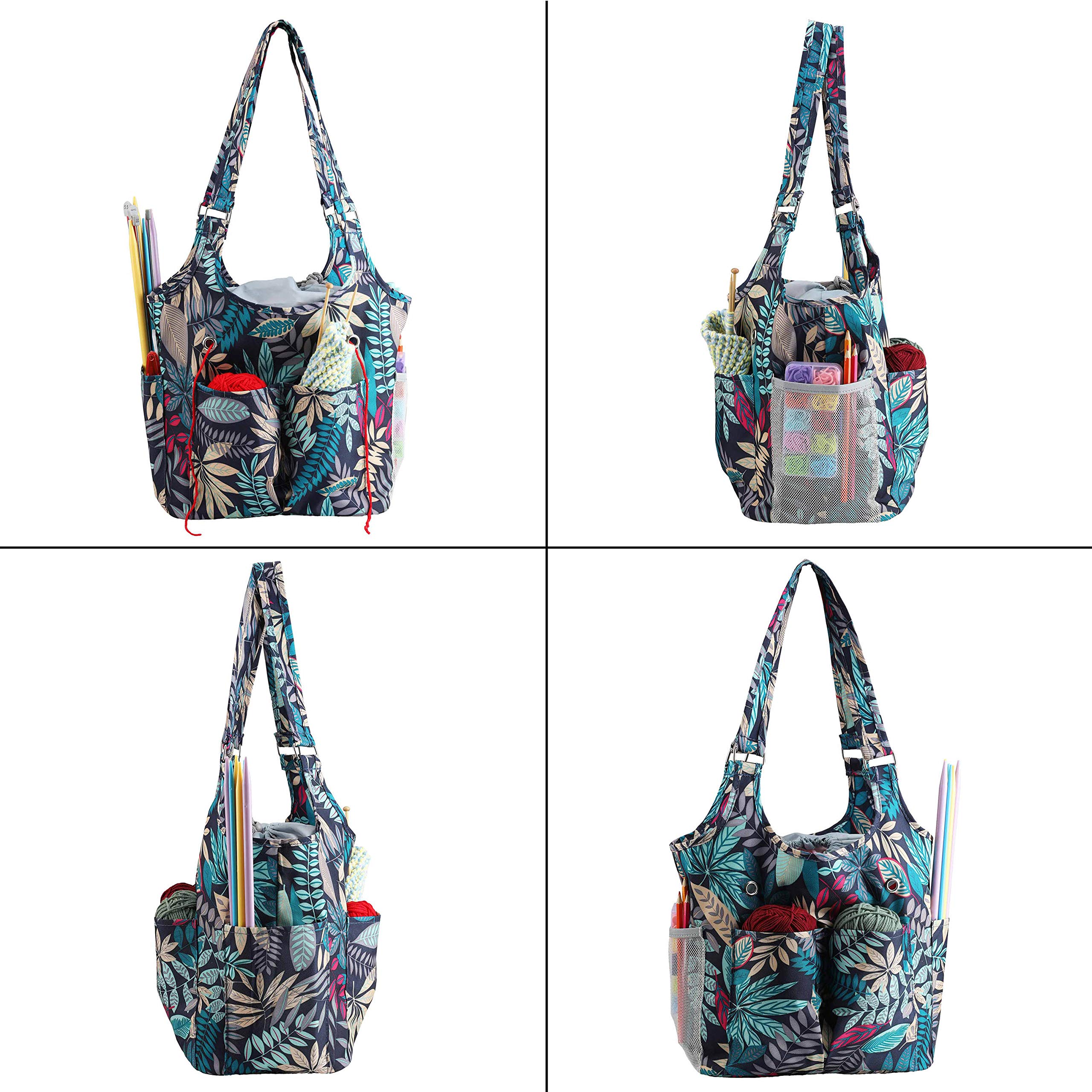 Bolsa de almacenamiento de hilo para tejer, bolsa grande de almacenamiento para hilo y accesorios de punto, bolsa de suministros de manualidades grande con cierre de cordón