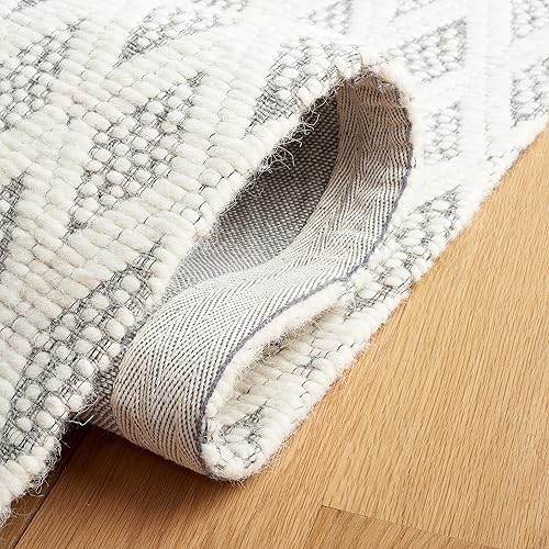 Miniatura 6 de SAFAVIEH Natura Collection - Alfombra de área de 5 x 8 pies, marfil y gris, hecha a mano, lana bohemia con flecos, ideal para zonas de alto tráfico