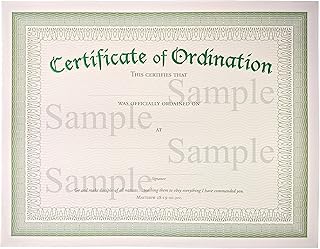 Premium Customized Ordination Certificate with Green Foil Embossment (8 1/2 x 11) - U2771 Ordination Green