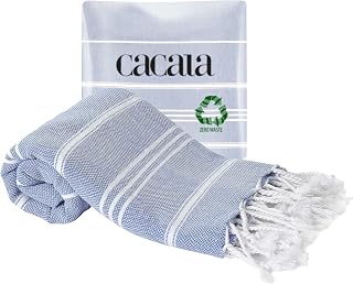 Cacala 100% Turkish Cotton Kitchen Tea Towels, Highly Absorbent Luxury Soft Quick Drying Dish Towel with Hanging Loop for Gym, Yoga, Bath, Sports, Cleaning and Kitchen (23 x 36), Grey Blue