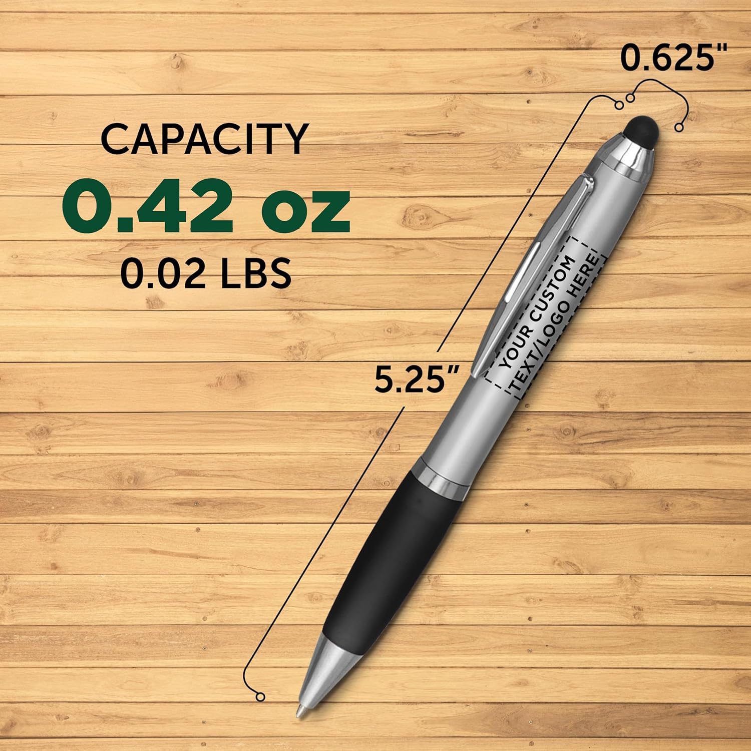 DISCOUNT PROMOS Custom Stylus Ballpoint Pens Set of 10/50/100, Personalized Bulk Pack - Black Ink, Great for Office, School, Business, Tradeshows, Events - Black