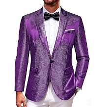 Barry.Wang Glitter Velvet Blazer Men Shiny Suit Notch Lapel Jacket Sport Coat Homecoming Party 80s 90s Disco Prom Bash