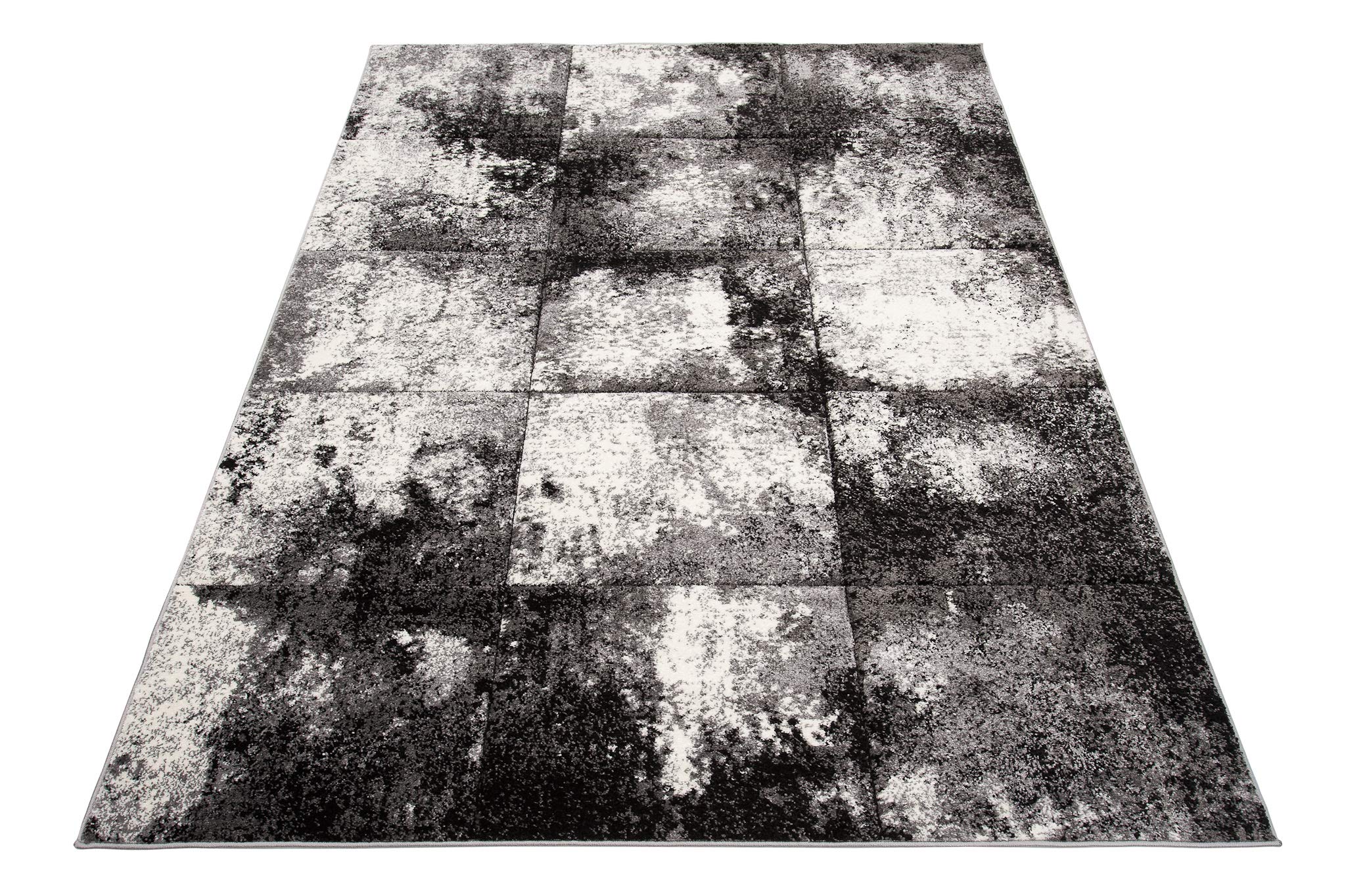 Tapiso Sumatra New dywan z krótkim włosiem, efekt 3D, szary, kremowy, czarny, paski, kwadratowy, rozmazywany, design, do salonu, pokoju młodzieżowego, Ökotex 80 x 150 cm
