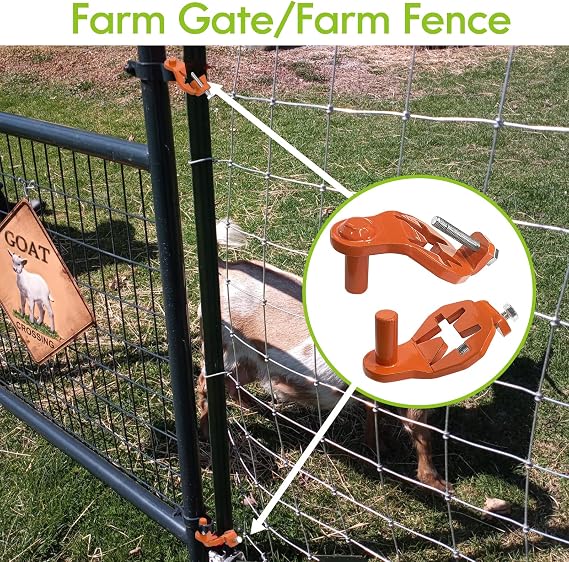 T-Post Gate Hinge Pins - Heavy Duty Gate Hanger, Hang a gate from a Metal T Post, Steel Gate Hinges Target Hanger for Farm Gate, Garden & Backyard Gate, Easy to Install (Patent)
