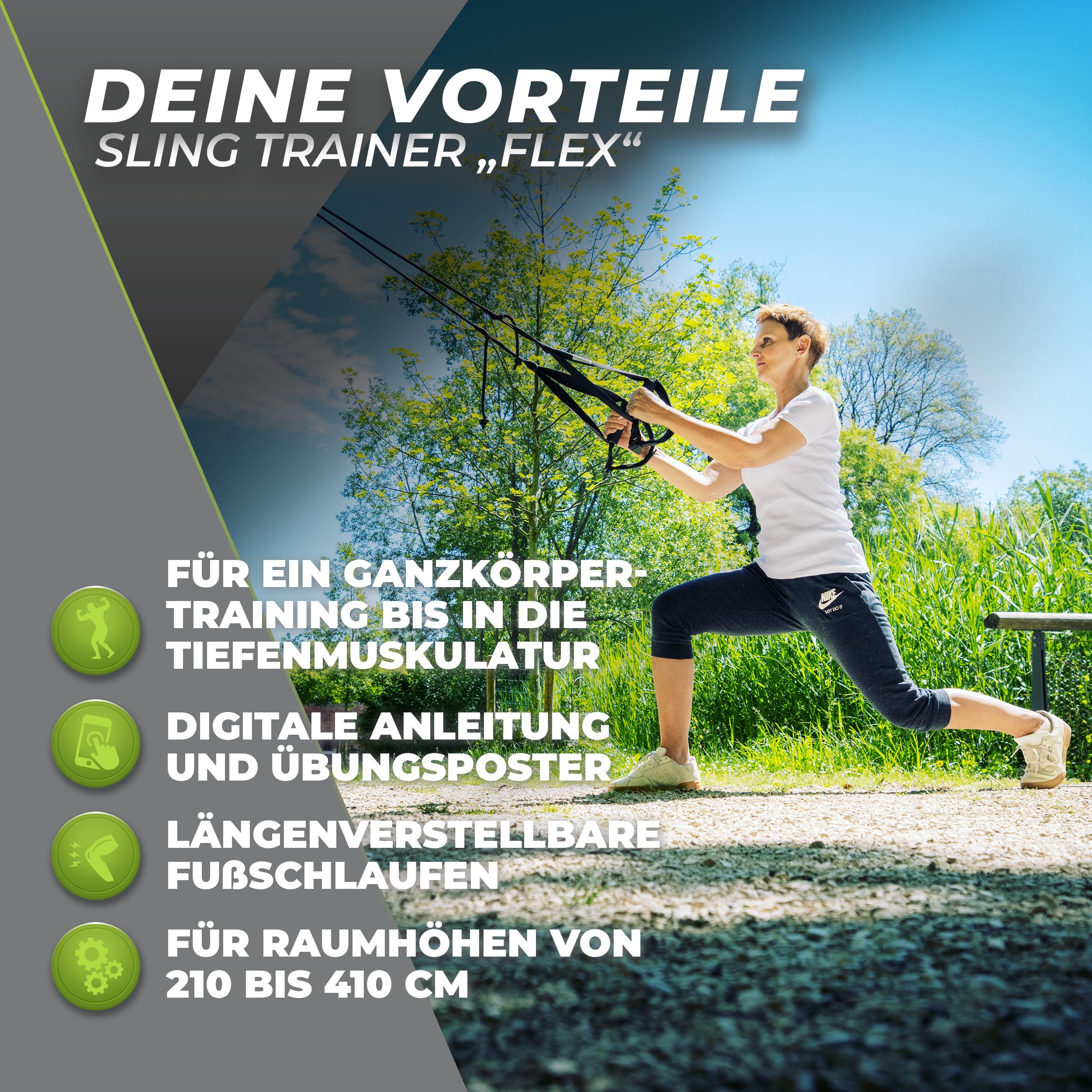 eaglefit - Premium Sling-Trainer „Flex“ Komplettsystem für Zuhause & Unterwegs inkl. Umlenkrolle, Türanker, Wand- oder Deckenhalterung & Zubehör - Vielseitige Befestigung