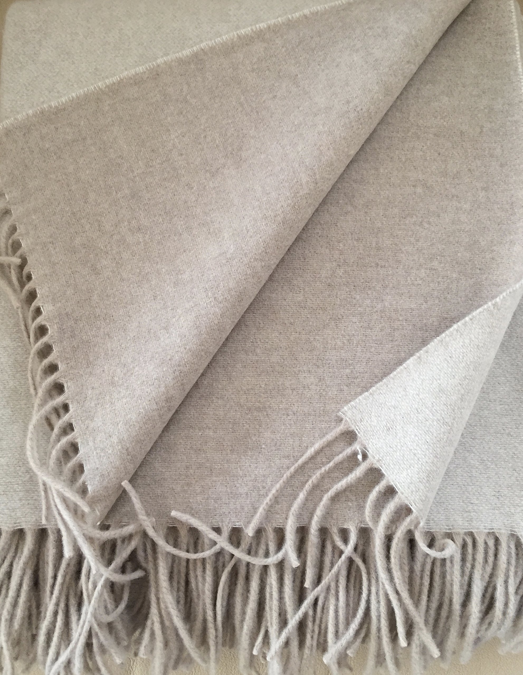 Koc wełniany dwustronny z kaszmirową wełną, koc wełniany, narzuta na sofę, narzuta 135 x 185 cm, 50% wełna kaszmirowa, 50% wełna merino