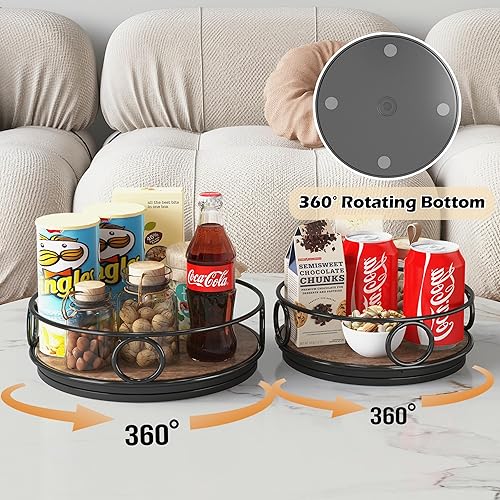 Miniatura 3 de COVAODQ Plato giratorio de madera Lazy Susan para gabinete de cocina, organizador de especias giratorio de 360 grados