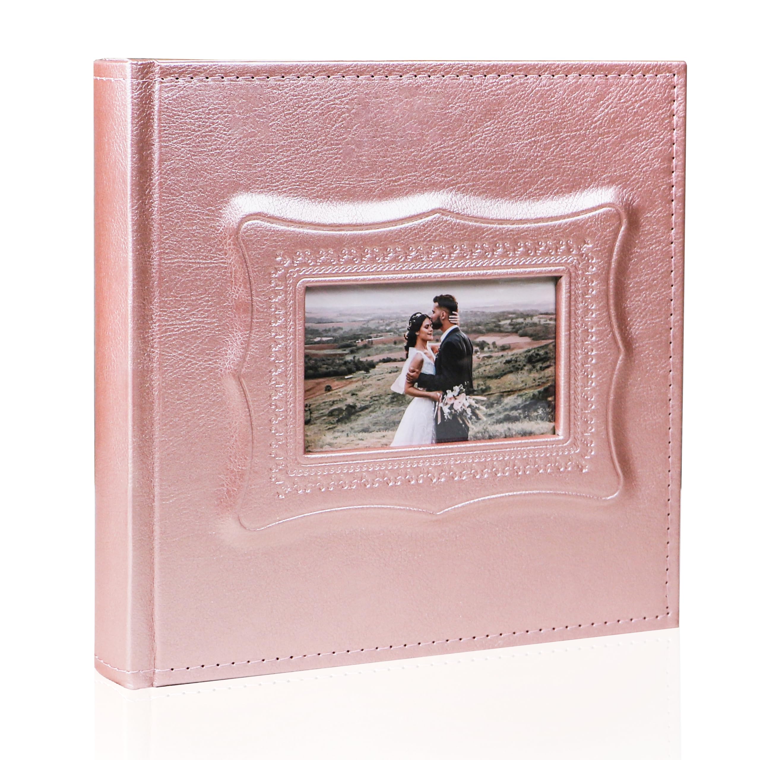 Holoary Album na zdjęcia 10 x 15, 200 zdjęć, skóra PU, vintage, album na zdjęcia dla rodziny, na rocznicę ślubu, wakacje, dla dziecka (kolor różowego złota)