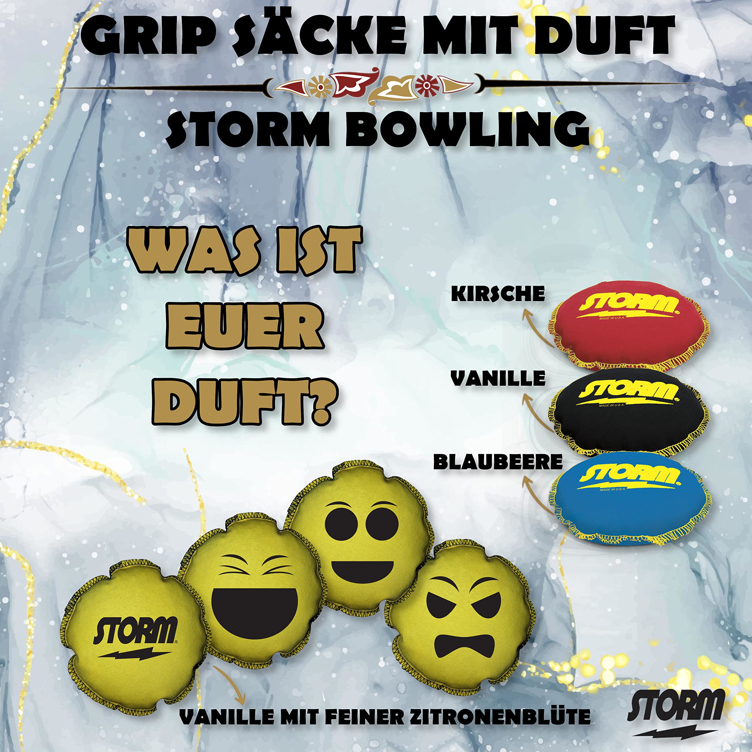 EMAX | Bowling-Zubehör - Storm Grip Bag | Grip Sack mit Duft | Rosinbag - Grip Ball Stormoji