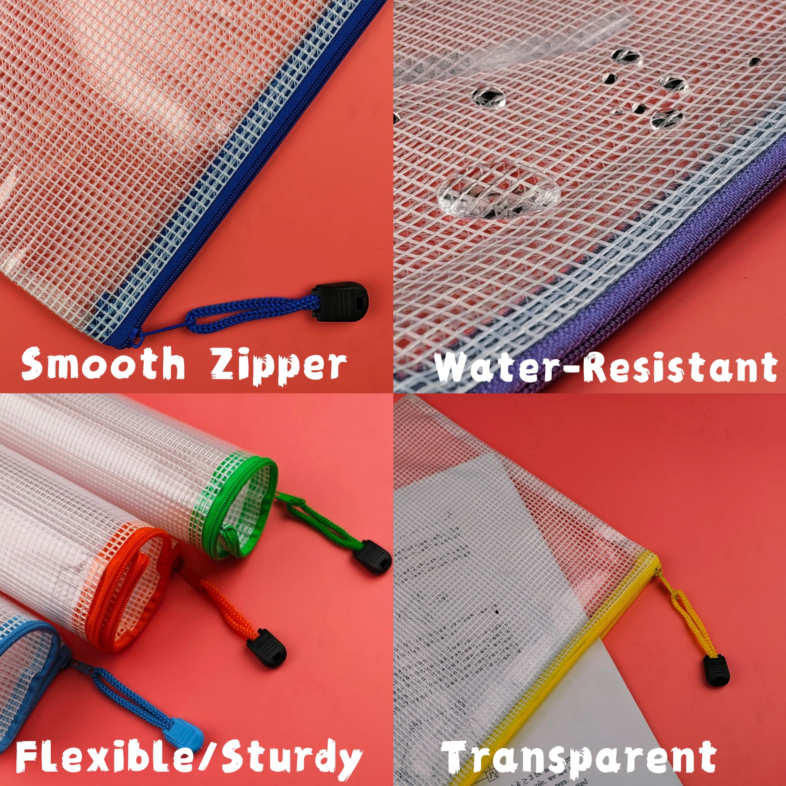 18 bolsas de malla de plástico con cremallera para documentos, bolsa con cremallera (multicolor, 3 x 5 pulgadas)
