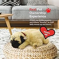 Vista 5 de Original Petzzz Perro Pug Abrazable, Peluche Interactivo y Realista para Mascotas, Perro de Compañía con 100% Piel Sintética Hecha a Mano