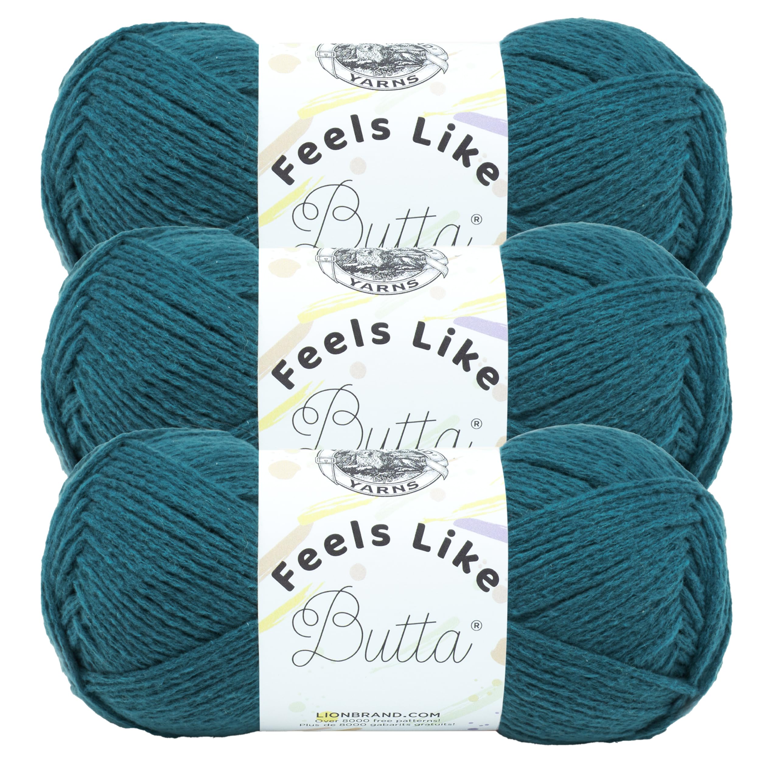Lion Brand Yarn Feels Like Butta Soft Yarn for Crocheting and Knitting, Velvety, 3-Pack, Teal — image 1