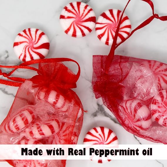 Starlight Peppermint Candy Bulk 56 Individually Wrapped Red & White Mints, Kosher Hard Candy Made with Real Peppermint Oil Christmas & Holiday Party Candy (12 oz)