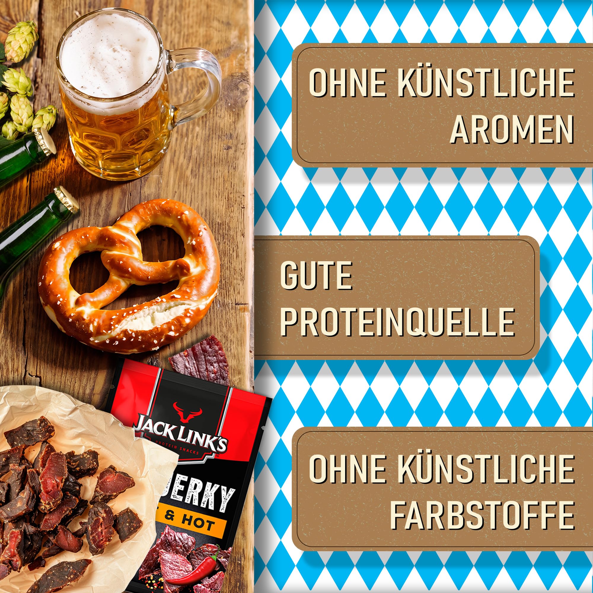 Bier Geschenke für Männer - Geschenkset mit Beef Jerky im Jutebeutel, Präsentkorb