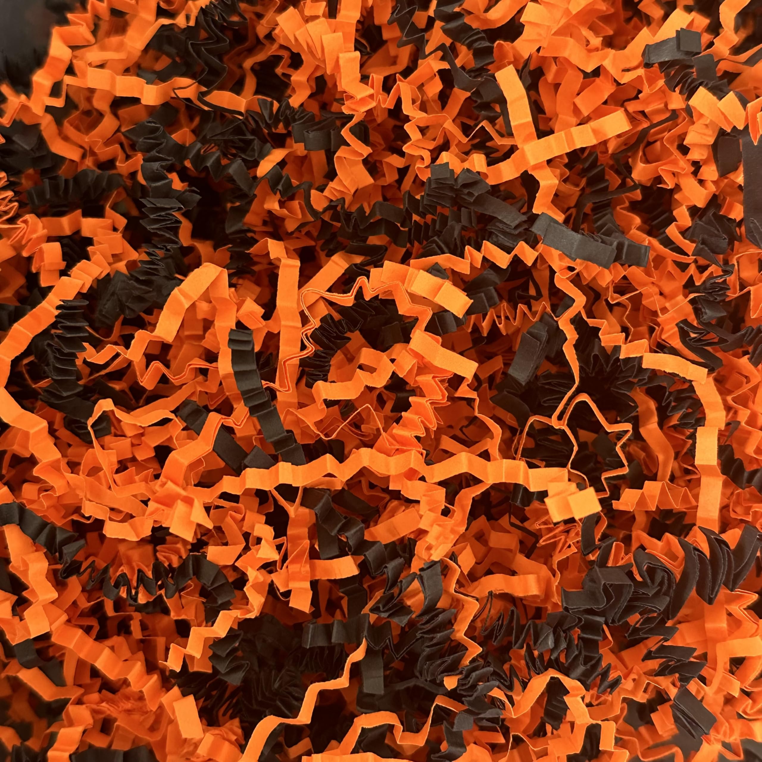 ShredAstic ® Shredded Paper Zig Zag Crinkle Cut Orange/Black Mix gifts baskets hampers crafts (100 grams)