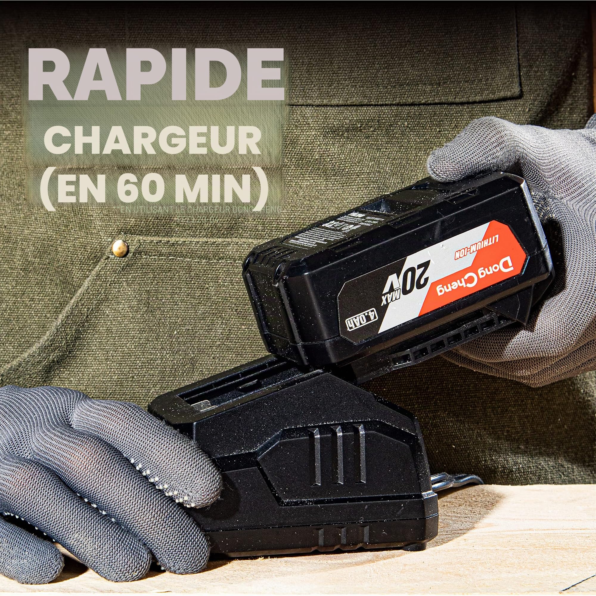 DongCheng 18V (20V MAX) Batterie, Batterie lithium-ion 4,0 Ah haute capacité, compatible avec les outils électroportatifs DongCheng 18V (20V MAX), numéro de modèle FFBL2040