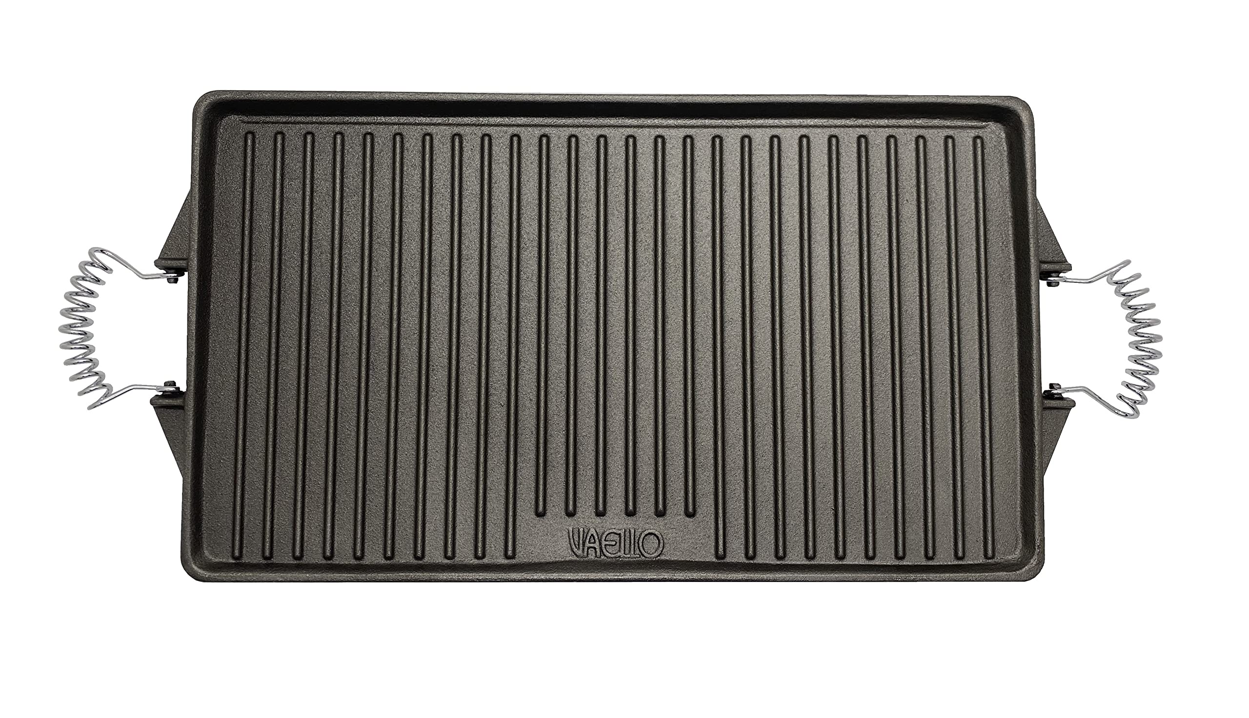 Plancha de acero esmaltada, plancha de acero fundidido doble cara, parrilla de acero para barbacoas (Rectangular, 47x27 cm)