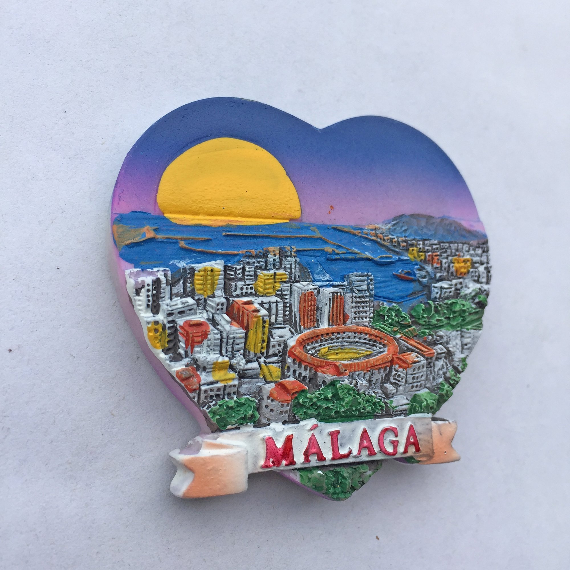 3D Malaga Spain Refrigerator Magnet Heart-shaped Souvenir Sticker Collection,Spain Hand-made Home and Kitchen Decoration Fridge Magnet from China - Image 2