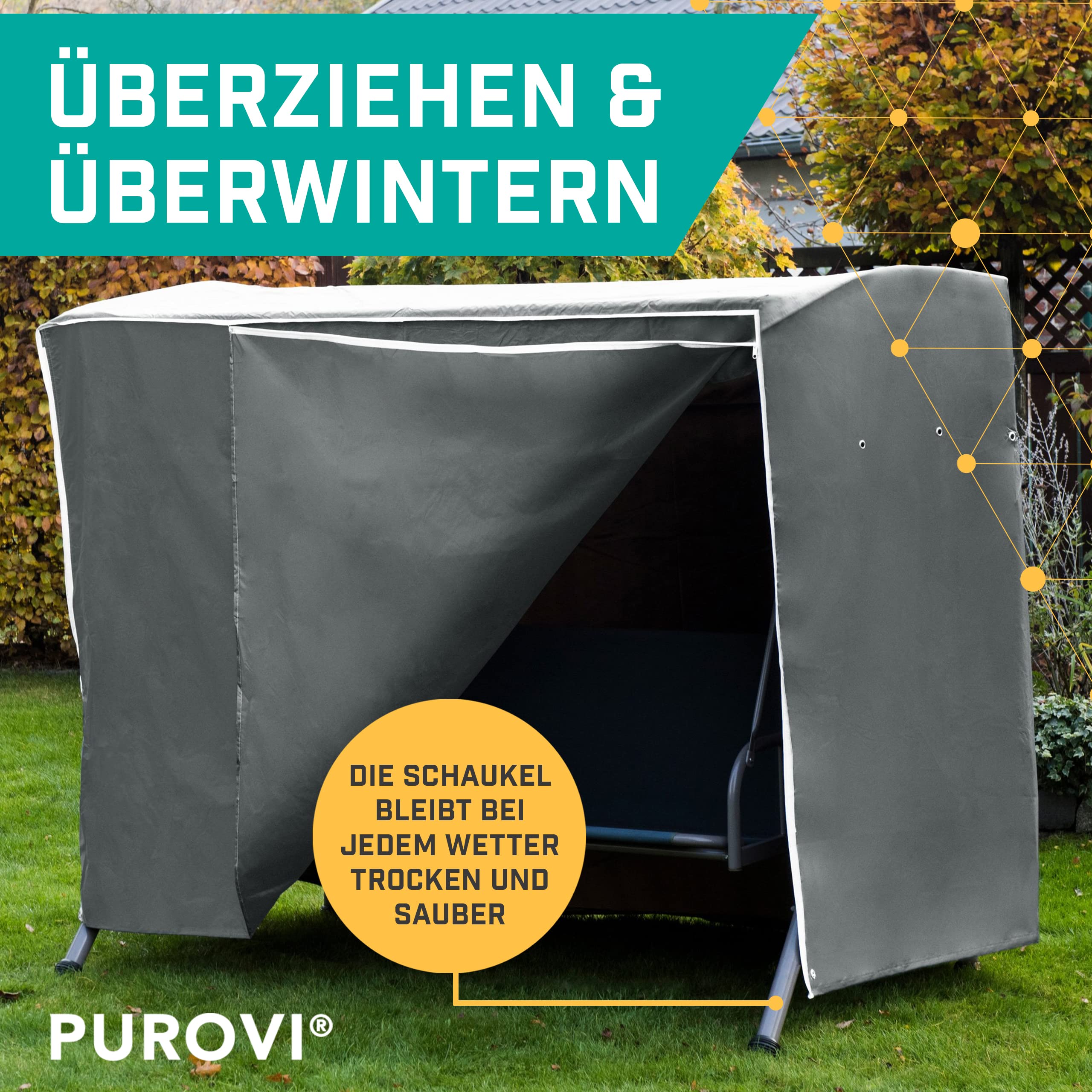 Hollywoodschaukel Abdeckung (210x150x150) - Premium-Schutzhülle für Gartenschaukel - UV-Schutz, Wasserdicht - Universal Größe - Garten Zubehör
