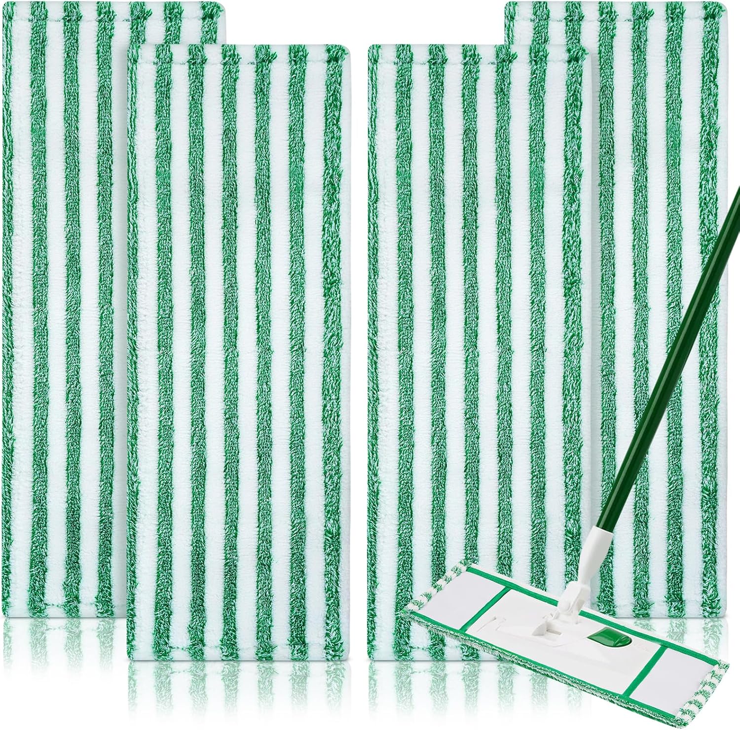 Microfiber Mop with Washable Reusable Pad, 360 Degree Rotating Head for Hardwood Floor Cleaning, Lightweight Design Ideal for Home Kitchen Bathroom Tile Care (4pcs)