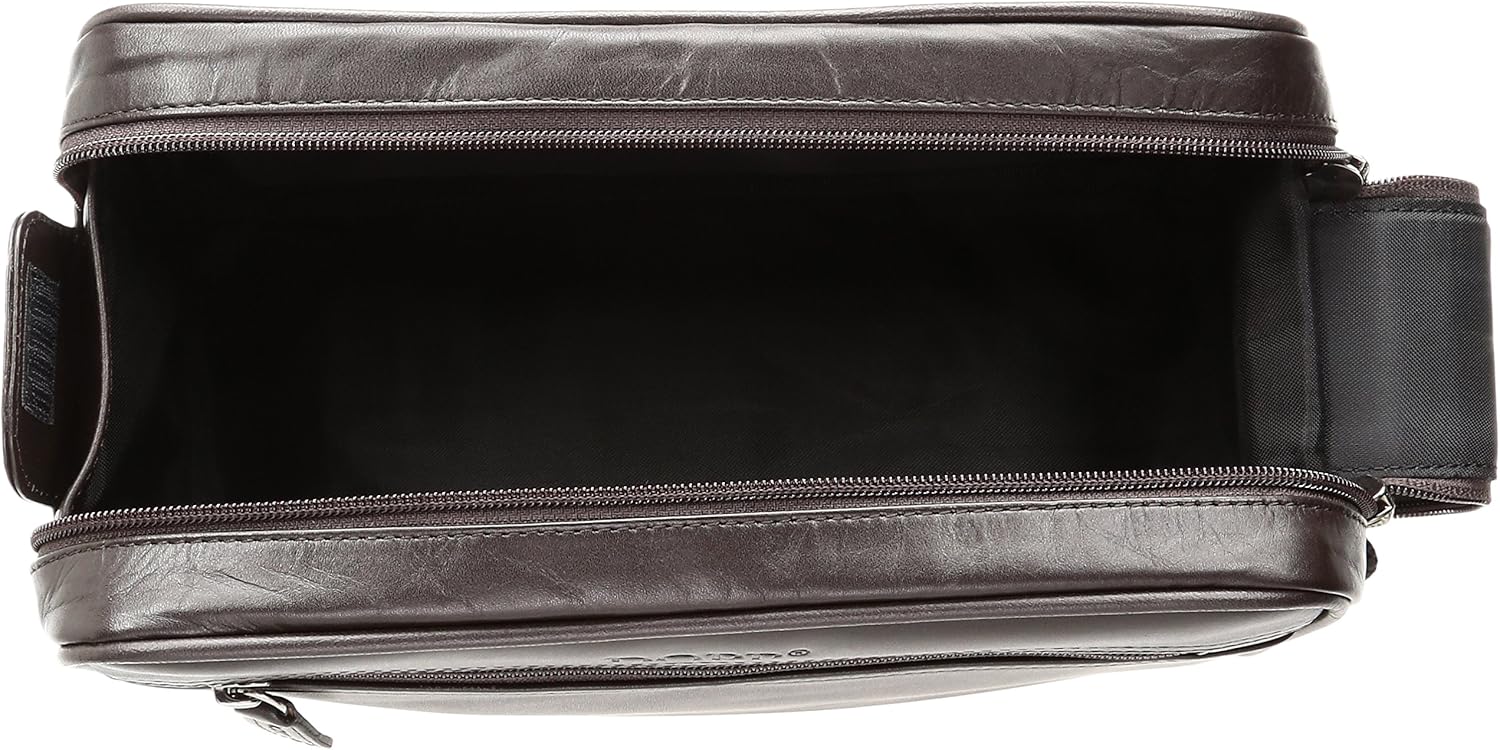 Dopp Men's Seasoned Soft Sided Multi-Zip Travel Kit-Leather, Brown, One Size