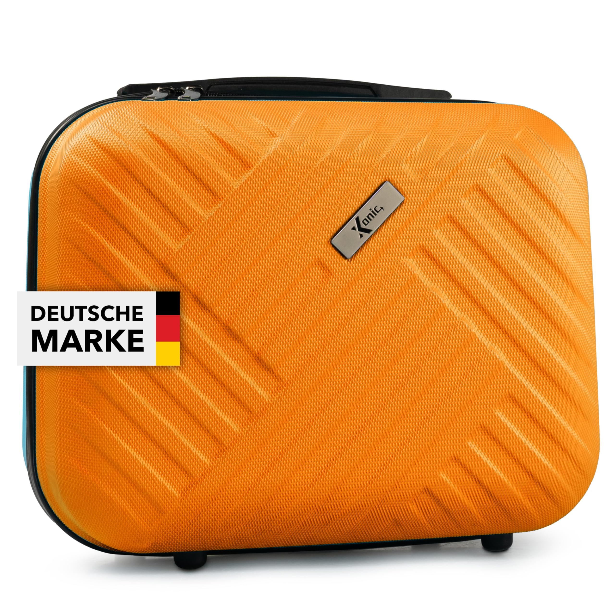 Xonic® Design Kosmetikkoffer aus ABS Hartschale – Robustes Beautycase als Handgepäck - Kosmetiktasche für Reisen – leicht & stabil (Neon Orange)