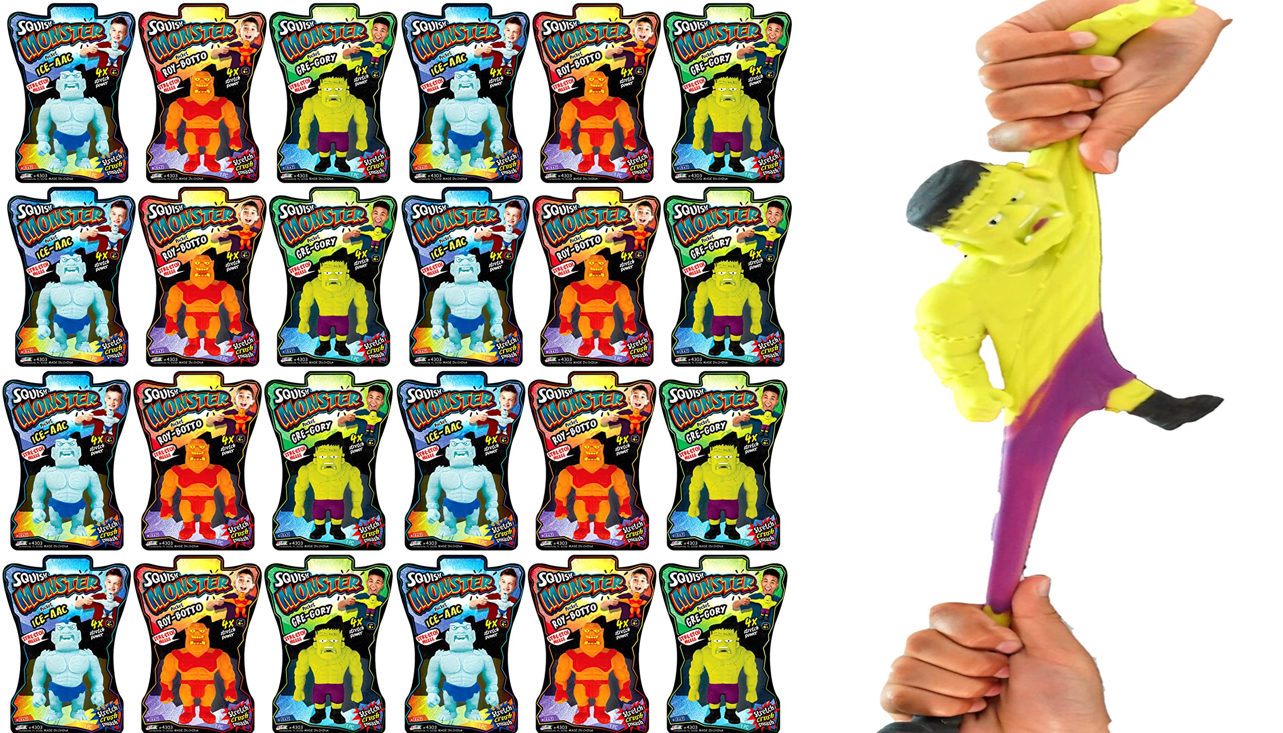 JA-RU Stretchy Squishy Monsters Toys Multiple Sizes Assorted Slow Rising Squishy Stretchy Fidget for Kids