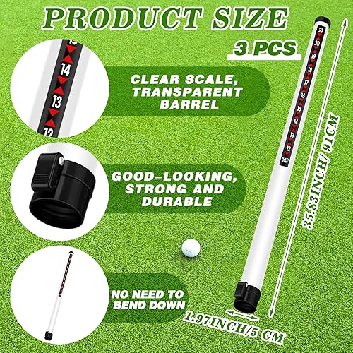 Miniatura 2 de Juego de recogedor de golf de 3 piezas, tubo grueso profesional, tubo de plástico, reciclador de pelota de golf transparente con liberación de bola,