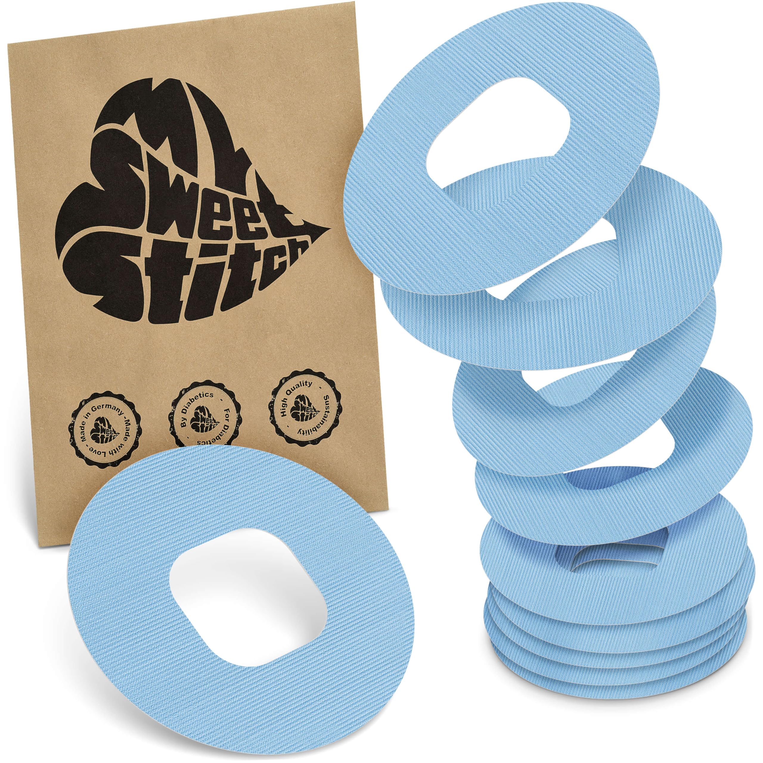 MySweetStitch - 10x Simplera Patch Round, Ringpatch Γ 70mm, watterproof, Breathable, Skin-Friendly, Ice Blue