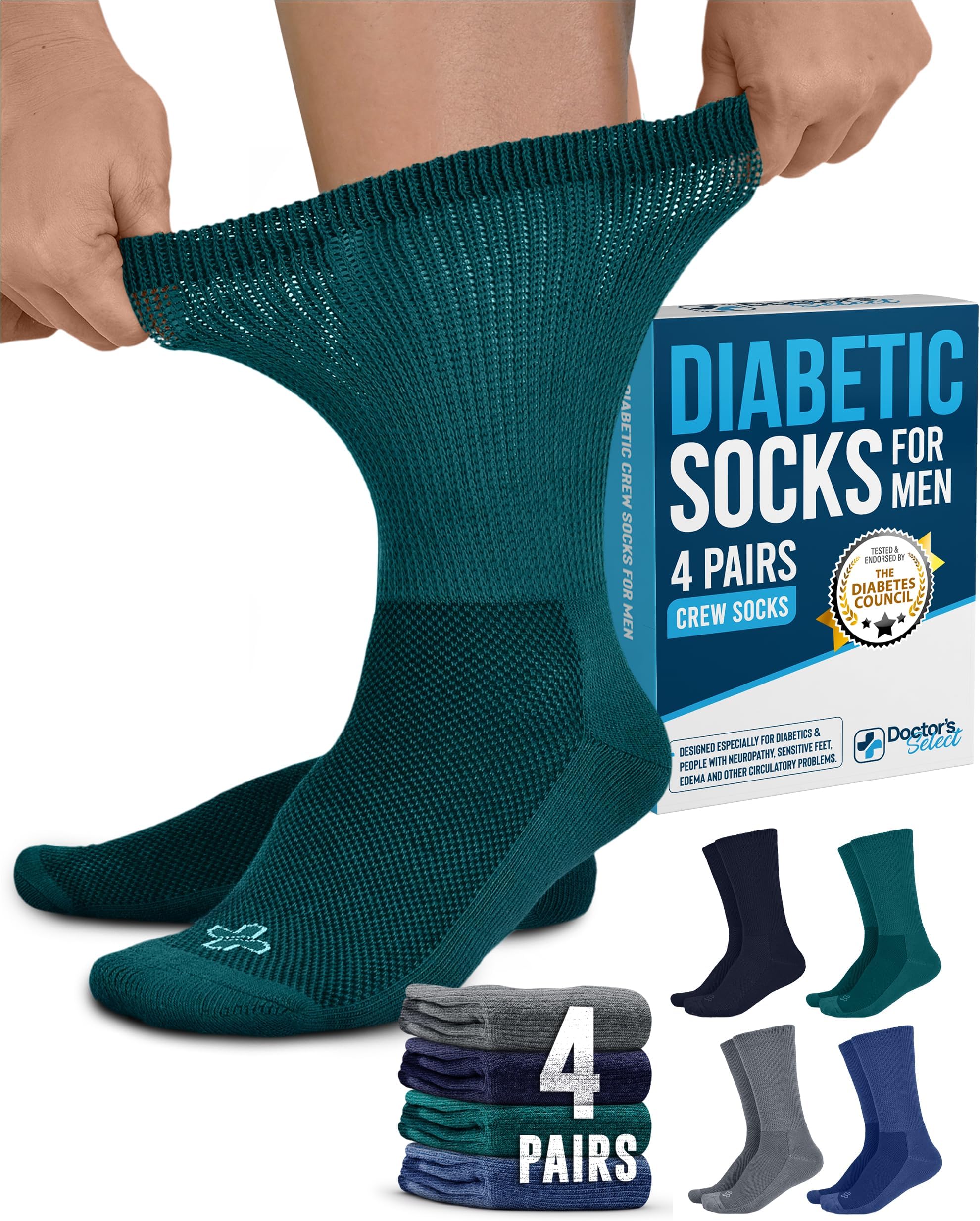 Men's Diabetic Socks for Men Size 13-15 - 4 Pairs